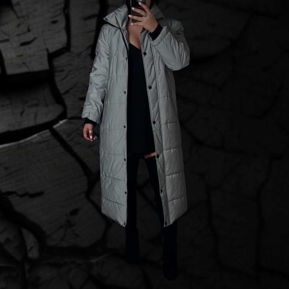 Fashion Nova Silver Long Puffer Coat